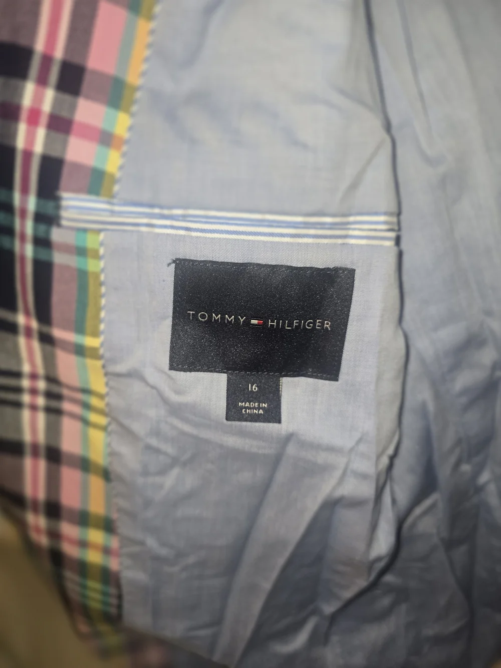 Tommy Hilfiger Multicolor Plaid Blazer in Navy, Pink, Green & Cream